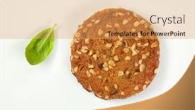  Presentation with almonds - Amazing PPT theme having cookie with chopped nuts and almonds on white background backdrop and a yellow colored foreground