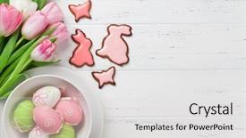  Presentation with happy birthday mama greeting card - Presentation theme with cookies and colorful easter egg background and a light gray colored foreground