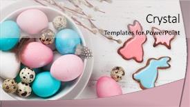  Presentation with greeting card - Beautiful presentation theme featuring cookies and colorful easter egg backdrop and a light gray colored foreground