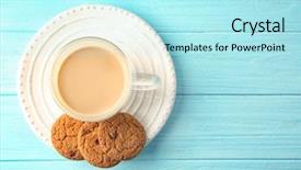  Presentation with soft oatmeal cookies - Presentation theme having cookies and cup of coffee background and a  colored foreground