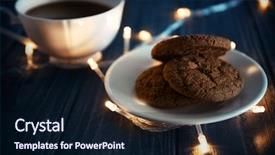  Presentation with cup coffee - Colorful presentation theme enhanced with cookies and cup of coffee backdrop and a wine colored foreground