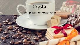 Presentation with coffee cup - Colorful slide deck enhanced with cookies and cup of coffee backdrop and a soft green colored foreground