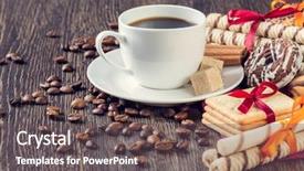  Presentation with coffee cup - Colorful PPT theme enhanced with cookies and cup of coffee backdrop and a dark gray colored foreground
