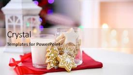  Presentation with cookies christmas - Theme having cookies and glass of milk background and a lemonade colored foreground