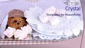  Presentation with checkered tablecloth - PPT theme enhanced with cookies and marshmallow on table on checkered tablecloth background and a sky blue colored foreground
