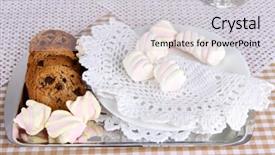  Presentation with checkered tablecloth - Audience pleasing presentation theme consisting of cookies and marshmallow on table on checkered tablecloth backdrop and a light gray colored foreground