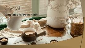  Presentation with high tea - PPT theme consisting of cookies-and-morning-drink-coffee background and a coral colored foreground