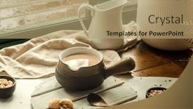  Presentation with high tea - Presentation theme featuring cookies-and-morning-drink-coffee background and a coral colored foreground