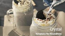  Presentation with sweets - Cool new slide deck with cookies cream shake - delicious milk dessert with sweets backdrop and a coral colored foreground