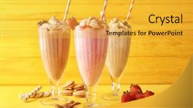  Presentation with vitamins on wooden herbal - PPT theme with cookies cream shake - delicious milkshakes on wooden background background and a yellow colored foreground
