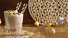  Presentation with events and decoration presentation - Beautiful presentation theme featuring cookies cream shake - delicious milkshakes with christmas decoration backdrop and a coral colored foreground