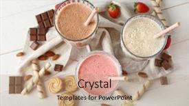  Presentation with gluten free bread on wooden - Presentation theme having cookies cream shake - fresh tasty cocktails with sweets background and a  colored foreground