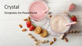  Presentation with milk - Theme consisting of cookies cream shake - tasty milk cocktails on wooden background and a  colored foreground