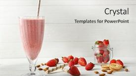  Presentation with strawberry - PPT theme enhanced with cookies cream shake - tasty strawberry cocktail and fresh background and a  colored foreground