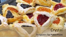  Presentation with happy holiday - PPT layouts enhanced with cookies for happy purim jewish background and a coral colored foreground