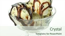  Presentation with chocolate ice cream - Slide deck consisting of cookies' ice cream with chocolate background and a sky blue colored foreground