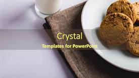  Presentation with white healthy food - PPT theme featuring cookies-in-plate-by-milk background and a tawny brown colored foreground