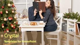  Presentation with romantic christmas - Slide deck consisting of cookies kissing behind photo album background and a coral colored foreground