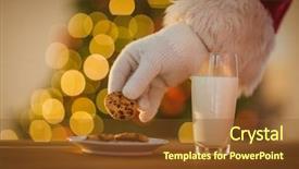  Presentation with cookie - Amazing PPT layouts having cookies milk - hand of santa claus picking backdrop and a tawny brown colored foreground