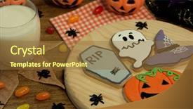  Presentation with creepy - Colorful PPT theme enhanced with cookies next to a milk backdrop and a tawny brown colored foreground