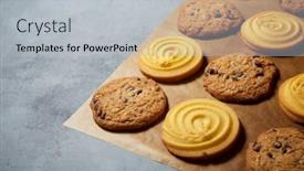  Presentation with baking cookies - Beautiful presentation design featuring cookies-on-a-baking-paper backdrop and a light gray colored foreground