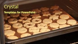  Presentation with baking cookies - Colorful slide deck enhanced with cookies-on-a-baking-sheet backdrop and a tawny brown colored foreground