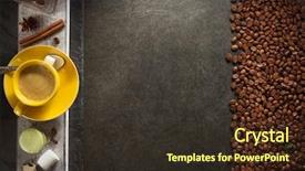  Presentation with coffee beans - Slide deck enhanced with cookies shop - cup of coffee and beans background and a tawny brown colored foreground