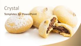  Presentation with chocolate biscuits - Amazing PPT theme having cookies-with-chocolate-cream-sweet backdrop and a cream colored foreground