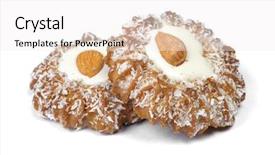  Presentation with nut - Colorful slide set enhanced with cookies with coconut flakes backdrop and a white colored foreground
