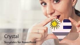  Presentation with uruguay - Audience pleasing PPT theme consisting of cookies with flag of uruguay backdrop and a soft green colored foreground