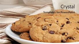  Presentation with chocolate chip cookie - Audience pleasing presentation consisting of cookies with glass of milk backdrop and a coral colored foreground