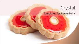  Presentation with jam - Beautiful PPT theme featuring cookies with red jam isolated on white backdrop and a lemonade colored foreground