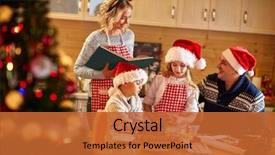  Presentation with family children - Theme enhanced with cooking - family with children preparing cookies background and a red colored foreground