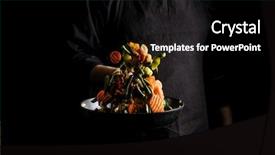  Presentation with healthy food - Slides enhanced with cooking - flying mixed vegetables background and a black colored foreground