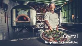  Presentation with pizza - Presentation design with cooking - food concept preparing traditional italian background and a tawny brown colored foreground