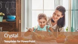  Presentation with healthy food - Presentation design consisting of cooking - healthy food at home happy background and a coral colored foreground