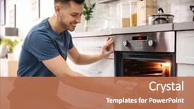  Presentation with baking - Amazing presentation theme having cooking - man taking baking tray backdrop and a coral colored foreground