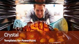  Presentation with children and turn taking - PPT theme with cooking - man taking roast turkey background and a tawny brown colored foreground