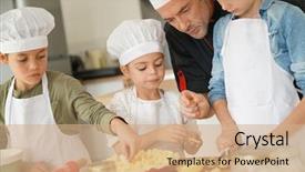  Presentation with cooking kids - Slide deck having cooking - pastry class with kids little background and a coral colored foreground