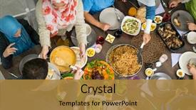  Presentation with eating - Cool new presentation theme with cooking - top view of family backdrop and a gold colored foreground