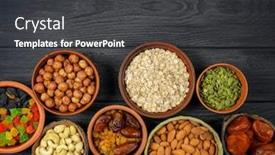  Presentation with granola - Colorful PPT theme enhanced with cooking-a-wholesome-breakfast-granola backdrop and a dark gray colored foreground