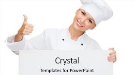  Presentation with cooking chef - Colorful slide deck enhanced with cooking advertisement and food concept backdrop and a white colored foreground