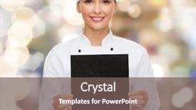  Presentation with black female - Theme enhanced with cooking advertisement and food concept background and a gray colored foreground