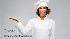  Presentation with cooking chef - Theme enhanced with cooking-advertisement-and-people-concept background and a light gray colored foreground