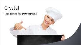  Presentation with chef blackboard - PPT layouts with cooking advertisement and people concept background and a white colored foreground