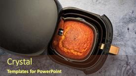  Presentation with baking cake - Slide deck with cooking-and-baking-in-airfryer background and a tawny brown colored foreground