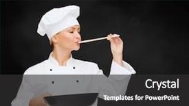  Presentation with cooking chef - Beautiful slide deck featuring cooking and food concept - smiling backdrop and a  colored foreground