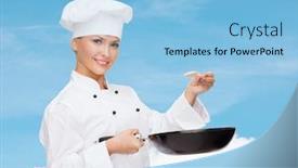  Presentation with cooking chef - Slides enhanced with cooking-and-food-concept-smiling background and a light blue colored foreground