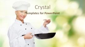  Presentation with cooking chef - Slide deck with cooking-and-food-concept-smiling background and a cream colored foreground