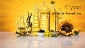  Presentation with seed oil - Cool new PPT theme with cooking-and-food-oil-products backdrop and a yellow colored foreground
